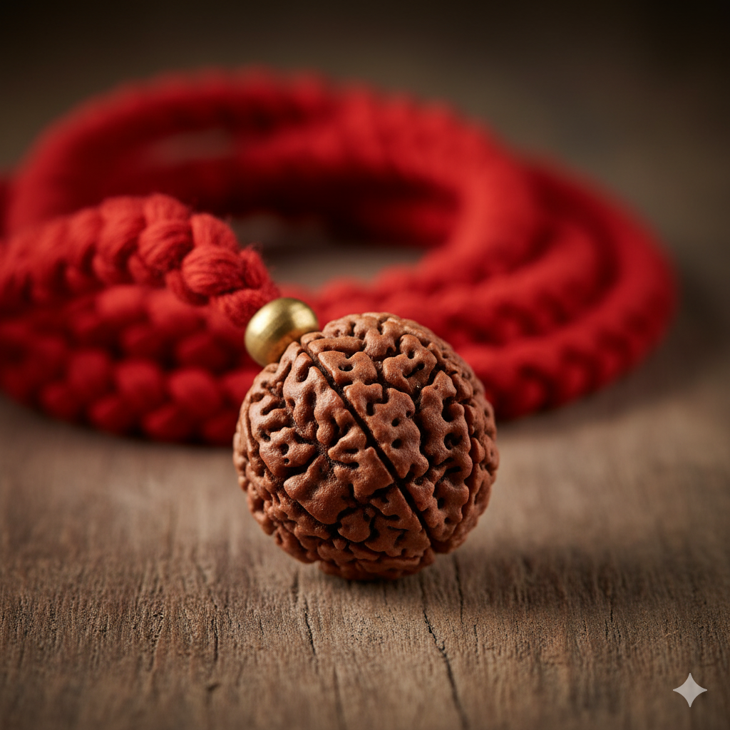 Panchmukhi Rudraksh Weaved in Red Dhaaga