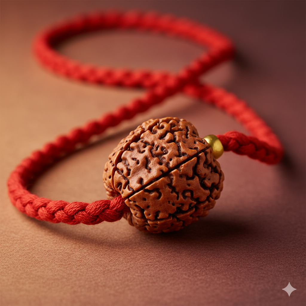 Panchmukhi Rudraksh Weaved in Red Dhaaga