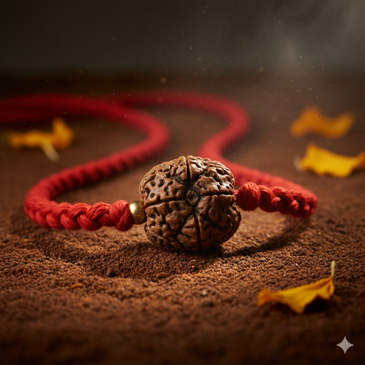 Panchmukhi Rudraksh Weaved in Red Dhaaga